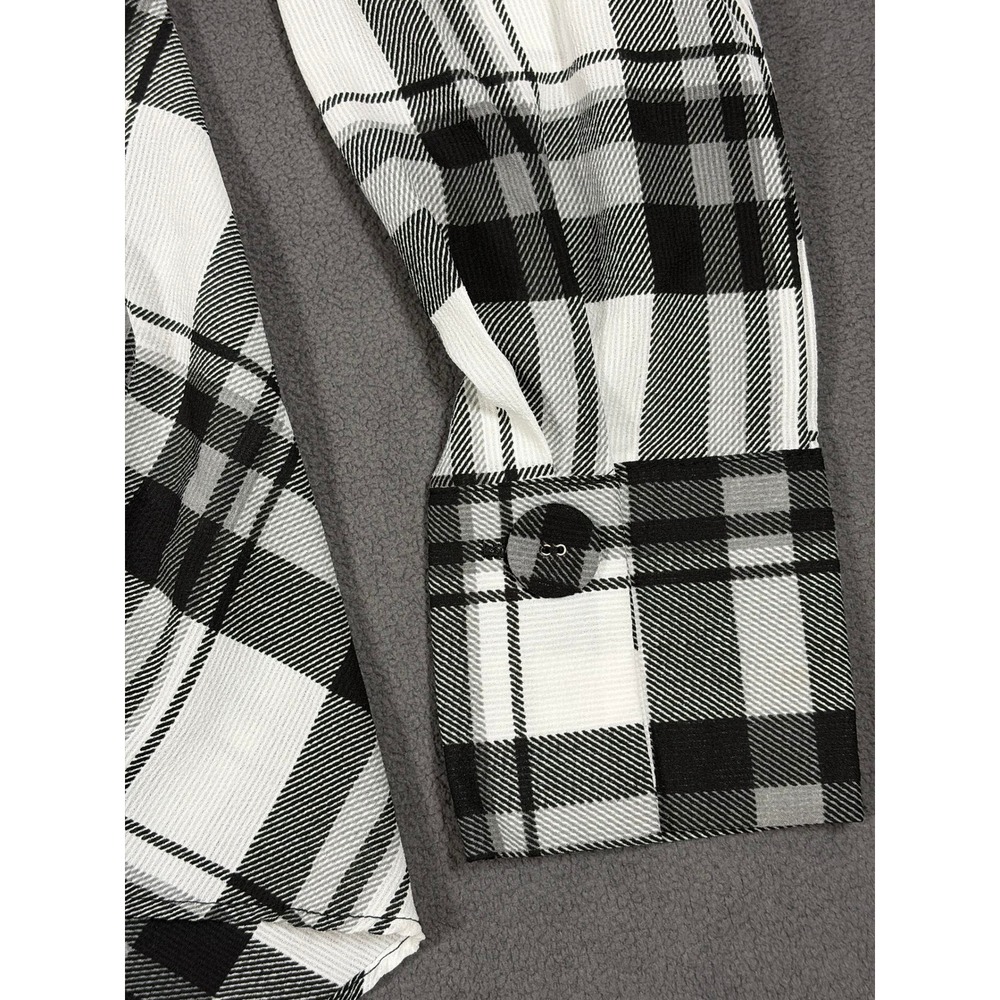 Laundry by Shelli Segal Blouse Womens Medium Black White Plaid Surplice Front - Picture 3 of 8
